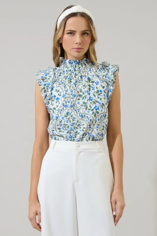 Hilo Floral Zoie Ruffle Top sold by Sugarlips