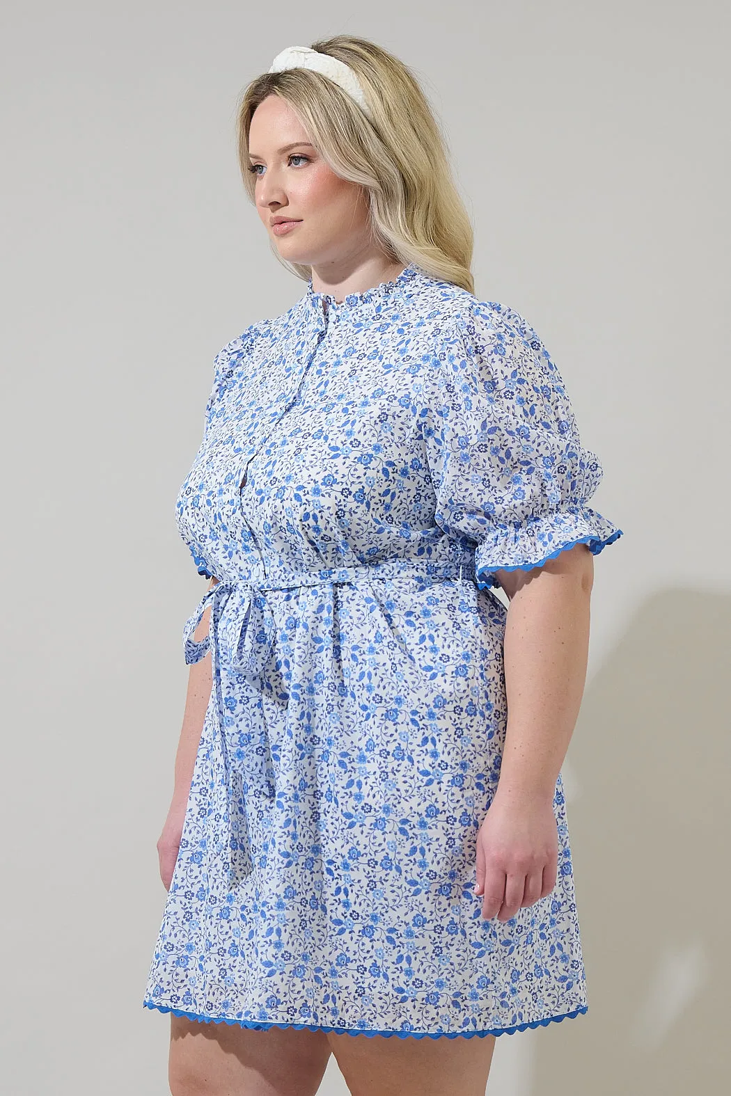 Maisie Floral Miana Button Up Mini Dress Curve sold by Sugarlips product image thumbnail 3