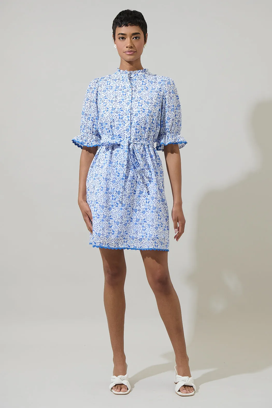 Maisie Floral Miana Button Up Mini Dress sold by Sugarlips product image thumbnail 4