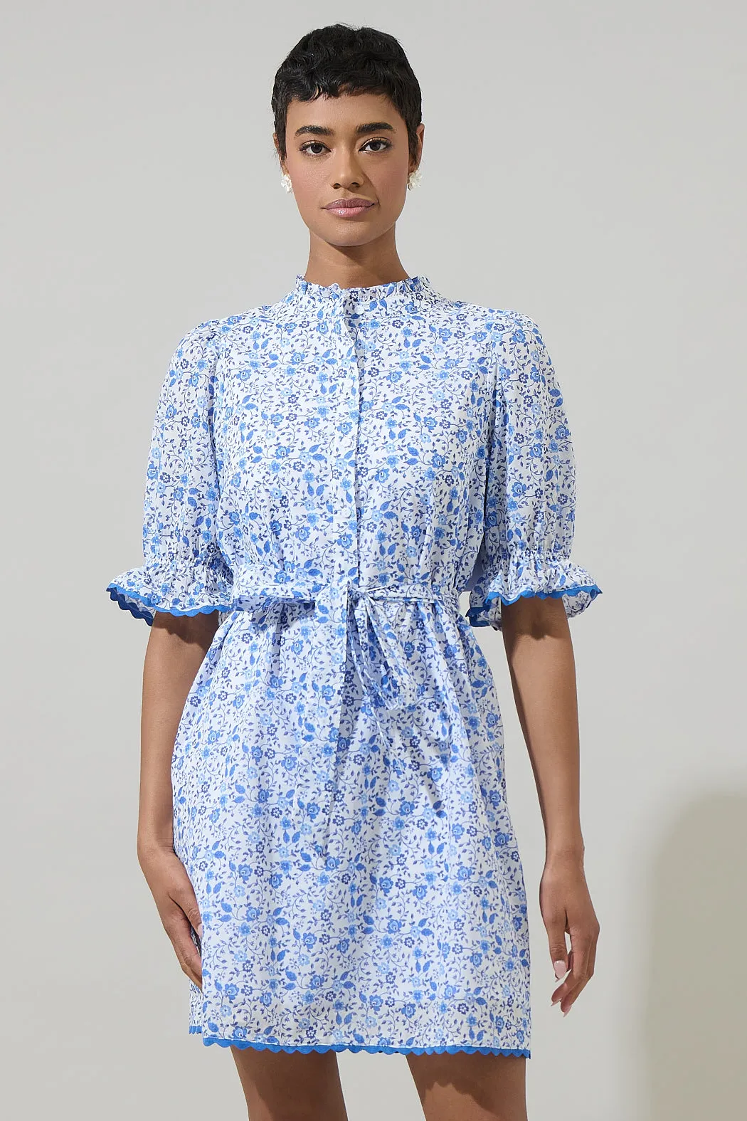 Maisie Floral Miana Button Up Mini Dress sold by Sugarlips