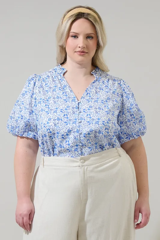 Maisie Floral Idara Button Down Top Curve sold by Sugarlips
