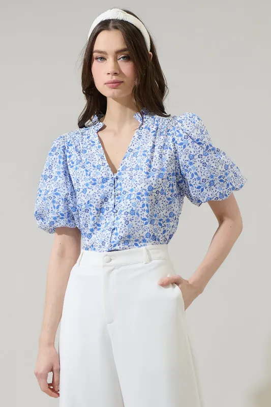 Maisie Floral Idara Button Down Top sold by Sugarlips