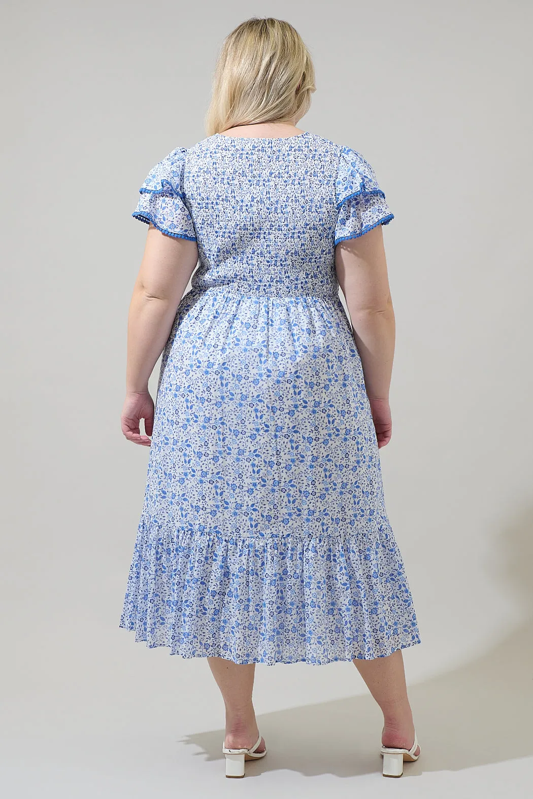 Maisie Floral Patte Tiered Midi Dress Curve sold by Sugarlips product image thumbnail 2