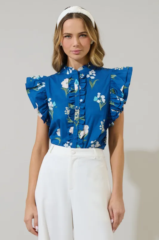 Madison Floral Sleeveless Ruffle Top sold by Sugarlips