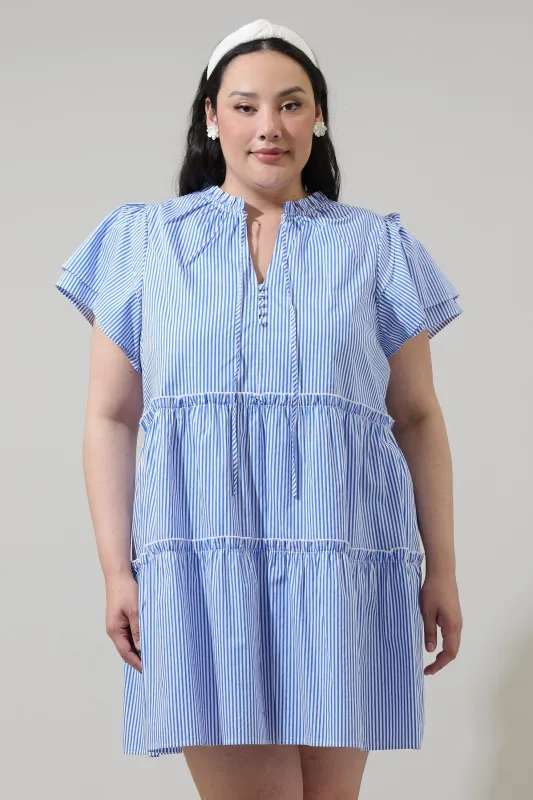 Sherah Striped Empire Tiered Mini Dress Curve sold by Sugarlips