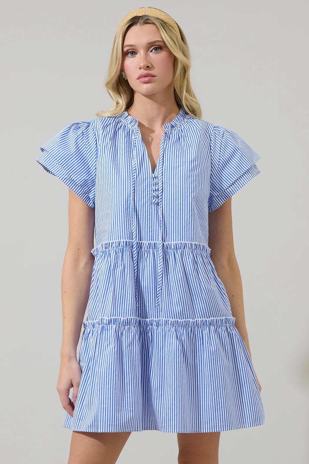 Sherah Striped Empire Tiered Mini Dress sold by Sugarlips