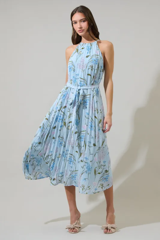Leida Floral Maly Pleated Midi Dress sold by Sugarlips
