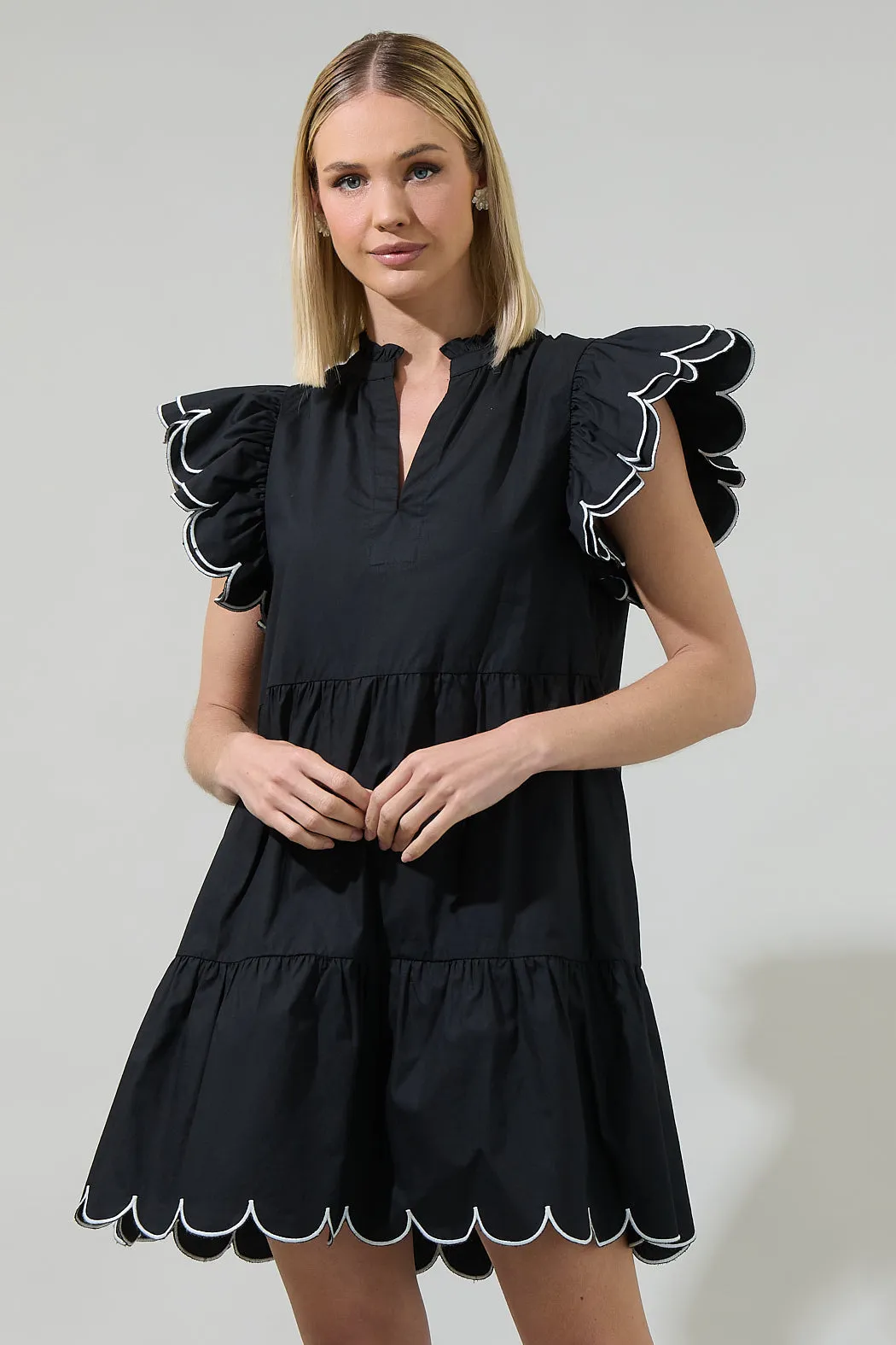 Tess Shift Scallop Mini Dress sold by Sugarlips