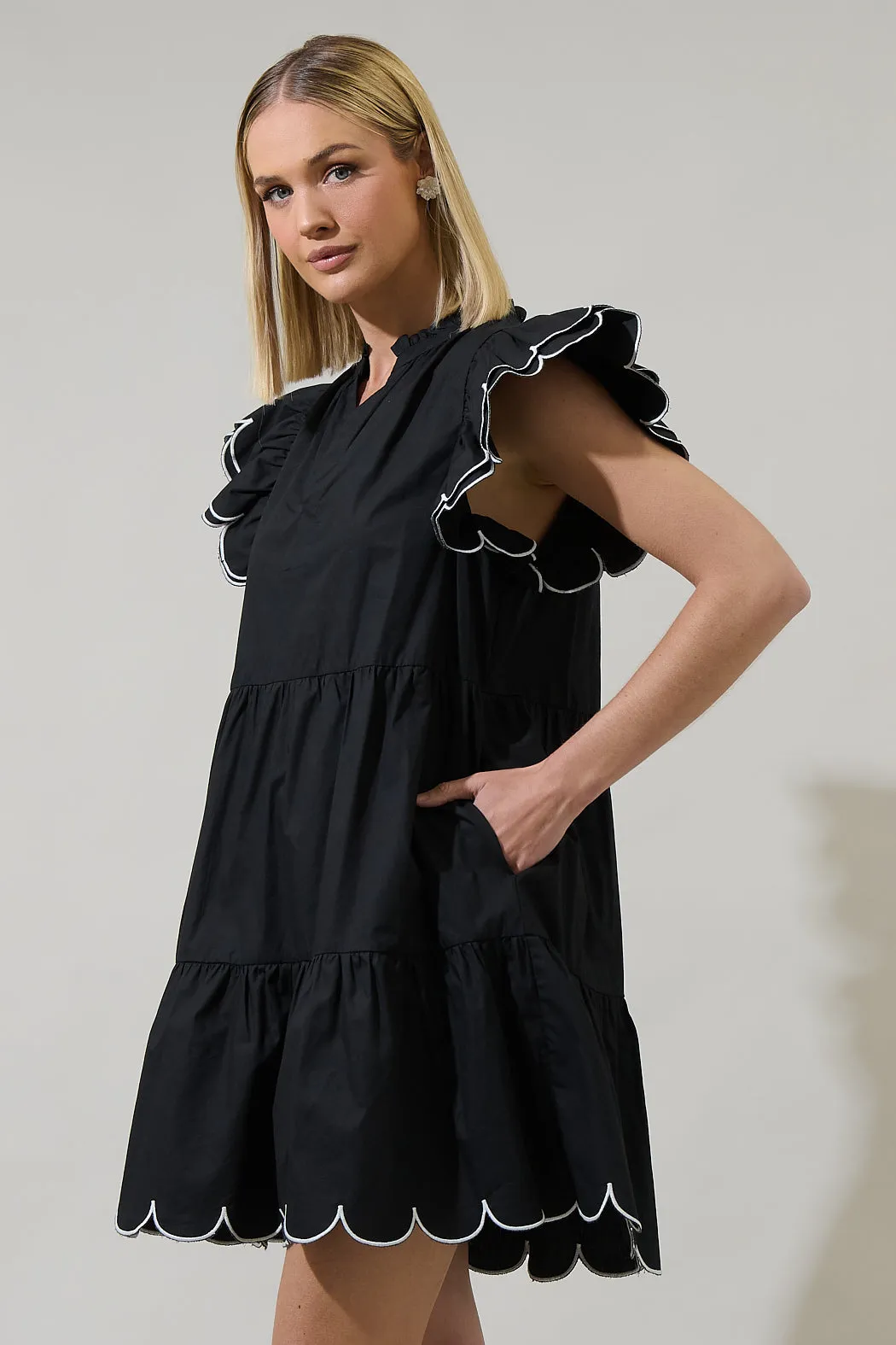 Tess Shift Scallop Mini Dress sold by Sugarlips product image thumbnail 3