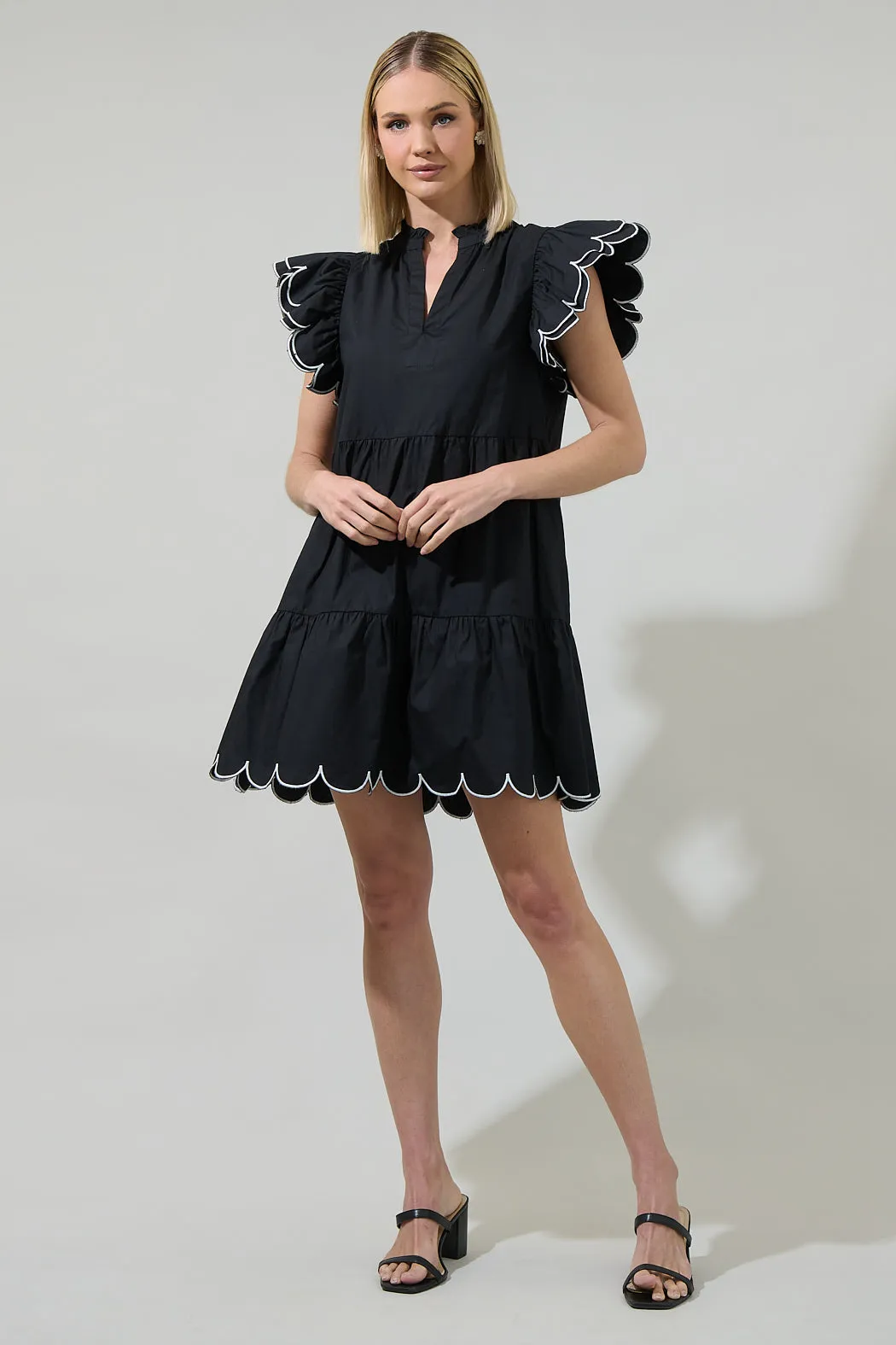 Tess Shift Scallop Mini Dress sold by Sugarlips product image thumbnail 4