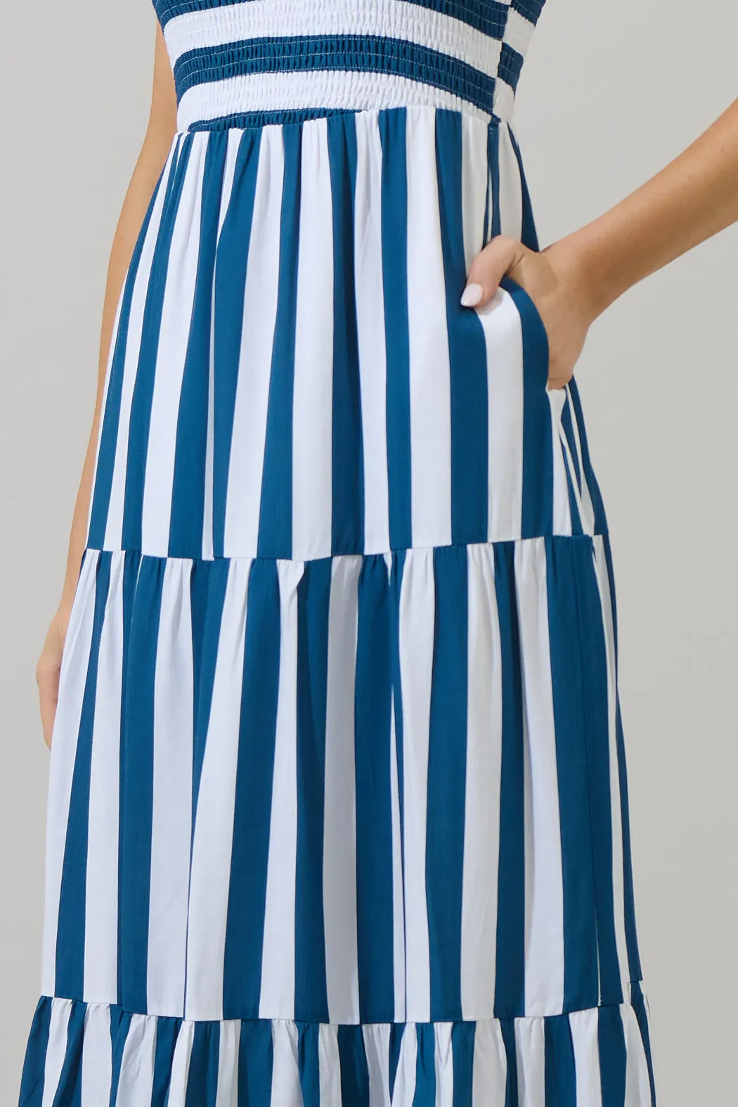 Emerly Striped Sunfire Tiered Midi Dress sold by Sugarlips product image thumbnail 4