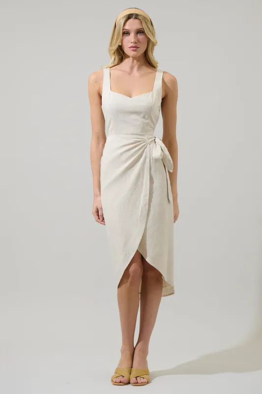 Beli Linen Wrap Midi Dress sold by Sugarlips