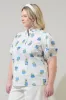 Jillian Floral Miraya Mock Neck Poplin Top Curve sold by Sugarlips