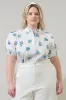 Jillian Floral Miraya Mock Neck Poplin Top Curve sold by Sugarlips
