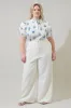 Jillian Floral Miraya Mock Neck Poplin Top Curve sold by Sugarlips