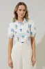 Jillian Floral Miraya Mock Neck Poplin Top sold by Sugarlips