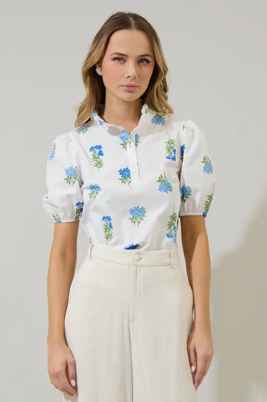 Jillian Floral Miraya Mock Neck Poplin Top sold by Sugarlips
