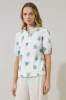 Jillian Floral Miraya Mock Neck Poplin Top sold by Sugarlips