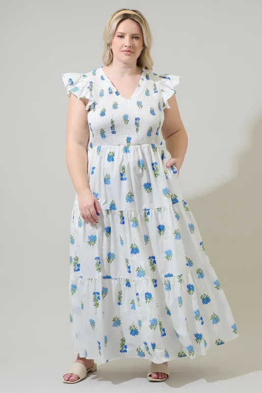Jillian Floral Sunfire Tiered Midi Dress Curve sold by Sugarlips