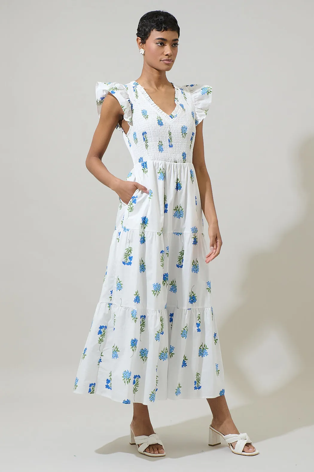 Jillian Floral Sunfire Tiered Midi Dress sold by Sugarlips product image thumbnail 3