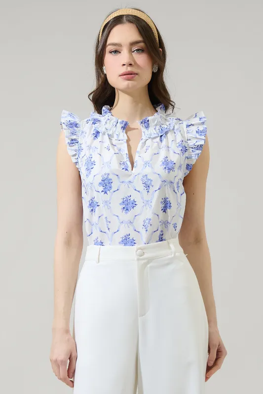 Nia Floral Jaye Ruffle Top sold by Sugarlips