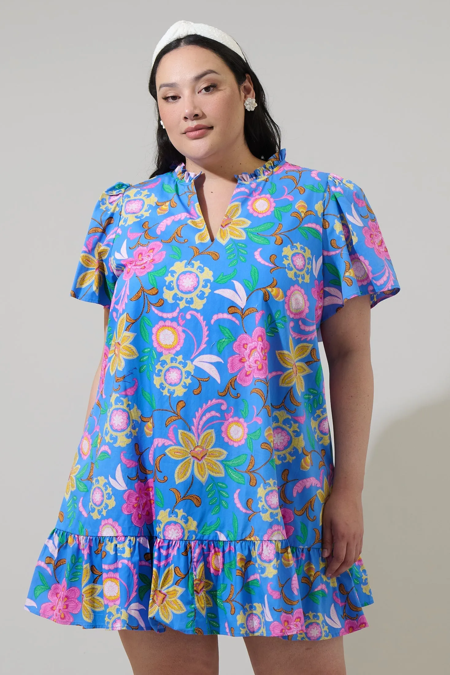 Faro Floral Celeste Mini Dress Curve sold by Sugarlips