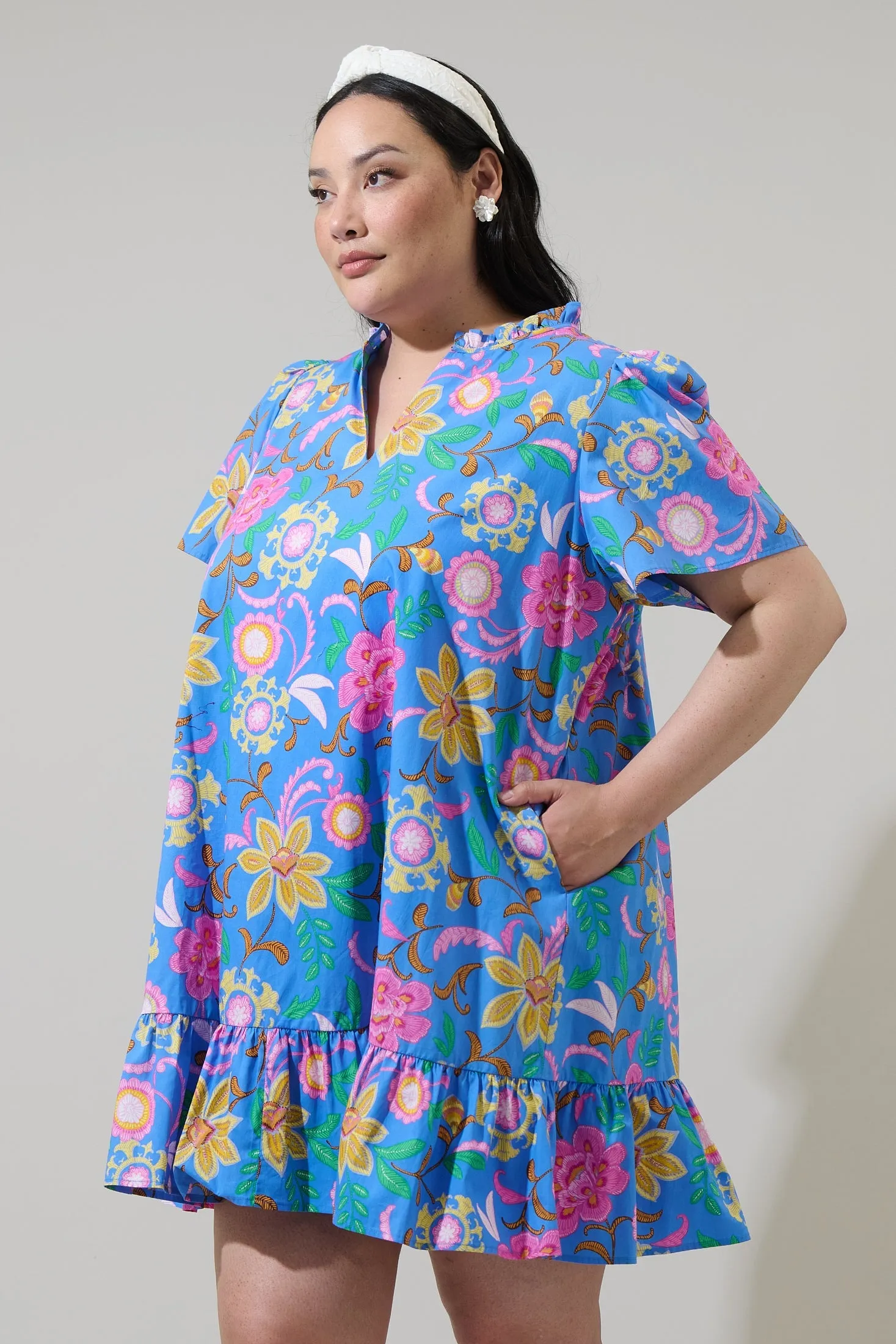 Faro Floral Celeste Mini Dress Curve sold by Sugarlips product image thumbnail 3