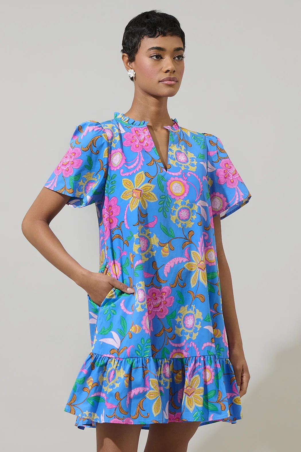 Faro Floral Celeste Mini Dress sold by Sugarlips product image thumbnail 4