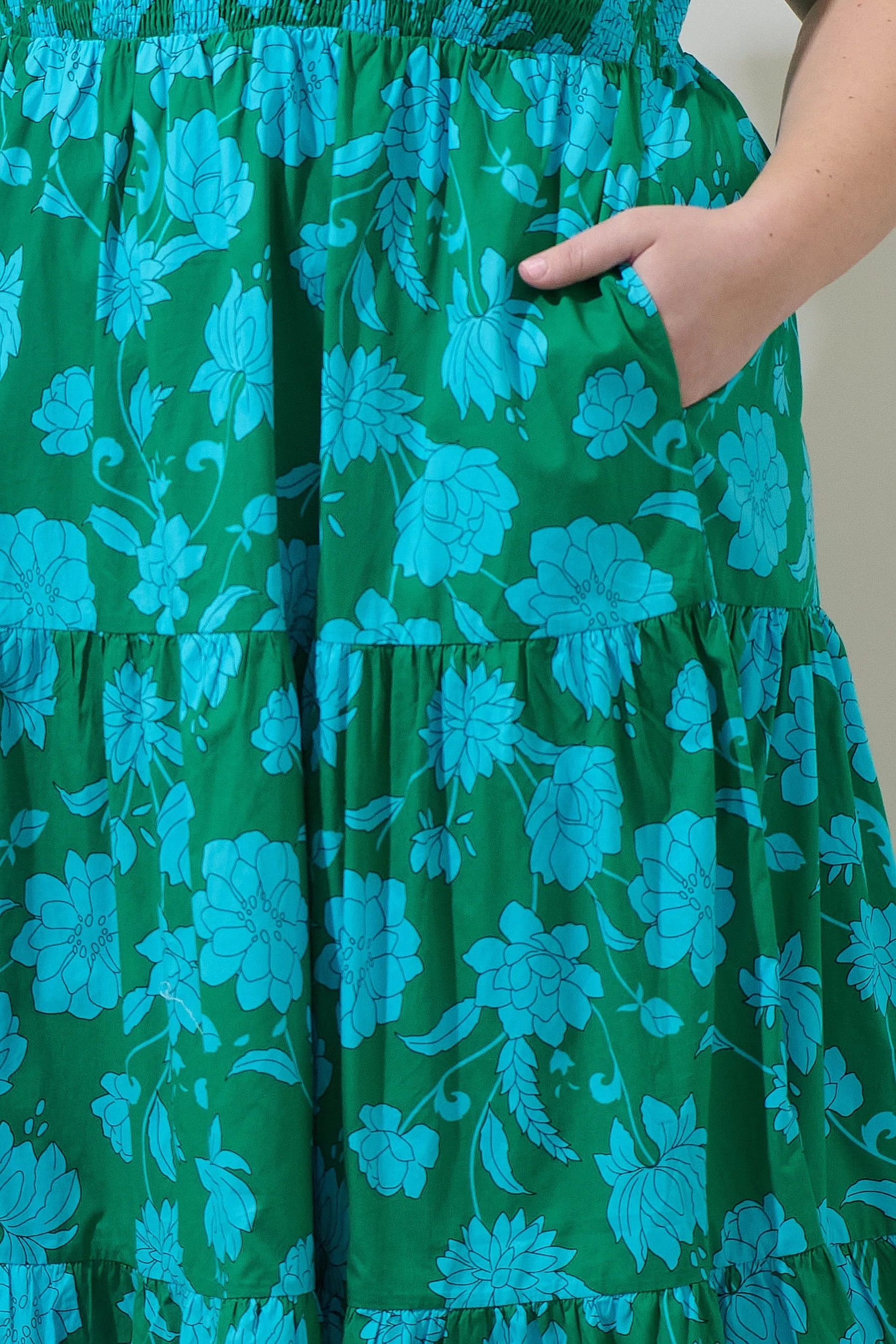 Waterlilly Floral Sunfire Tiered Midi Dress Curve sold by Sugarlips product image thumbnail 5