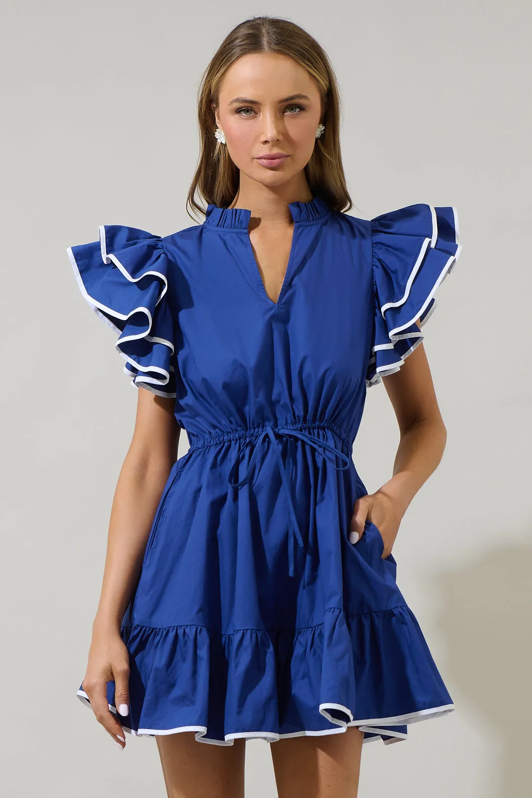 Alina Ruffle Shift Mini Dress sold by Sugarlips