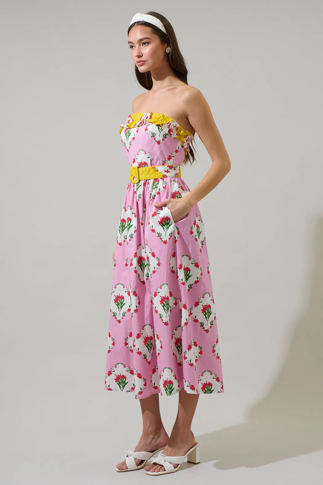 Maia Floral Strapless Ruffle Midi Dress sold by Sugarlips product image thumbnail 3