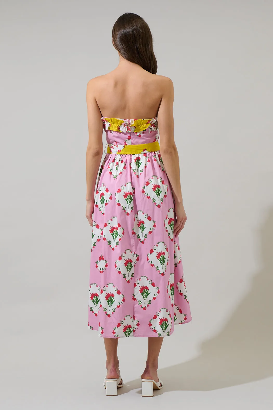 Maia Floral Strapless Ruffle Midi Dress sold by Sugarlips product image thumbnail 2