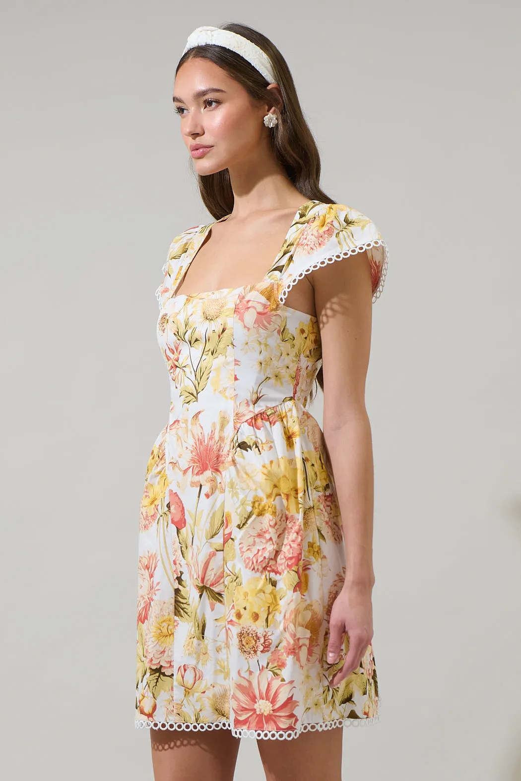 Zury Floral Katey Smocked Mini Dress sold by Sugarlips product image thumbnail 3