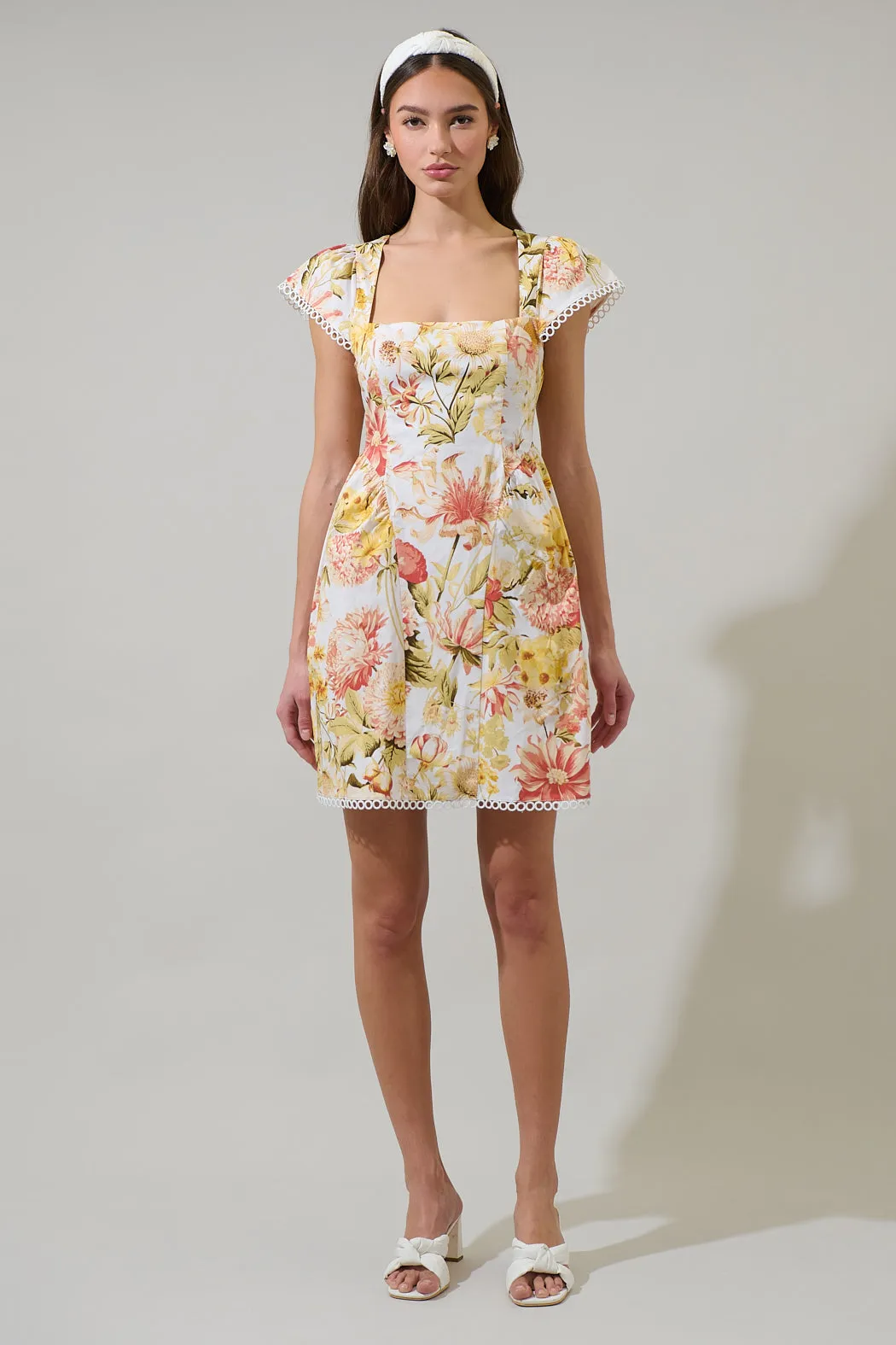 Zury Floral Katey Smocked Mini Dress sold by Sugarlips product image thumbnail 4