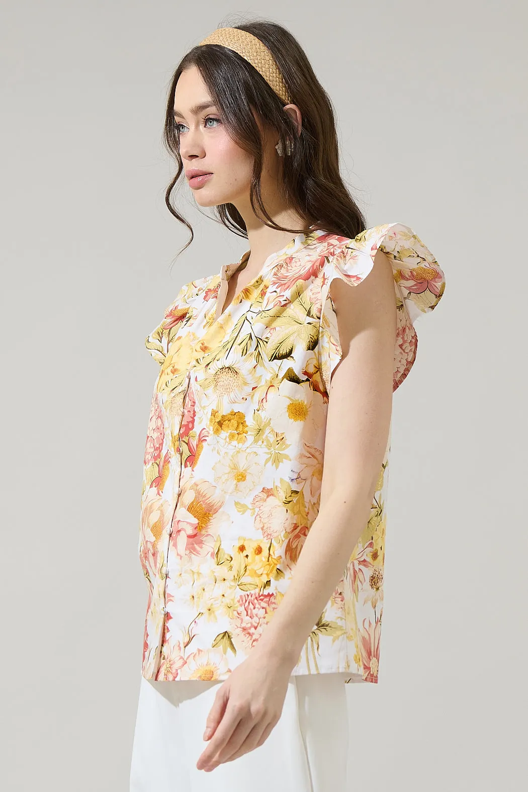 Zury Floral Everly Split Neck Top sold by Sugarlips product image thumbnail 3