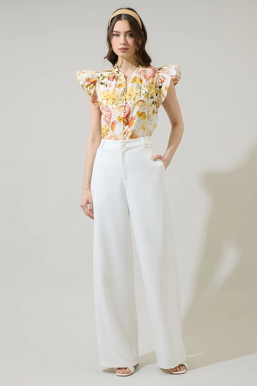 Zury Floral Everly Split Neck Top sold by Sugarlips product image thumbnail 4