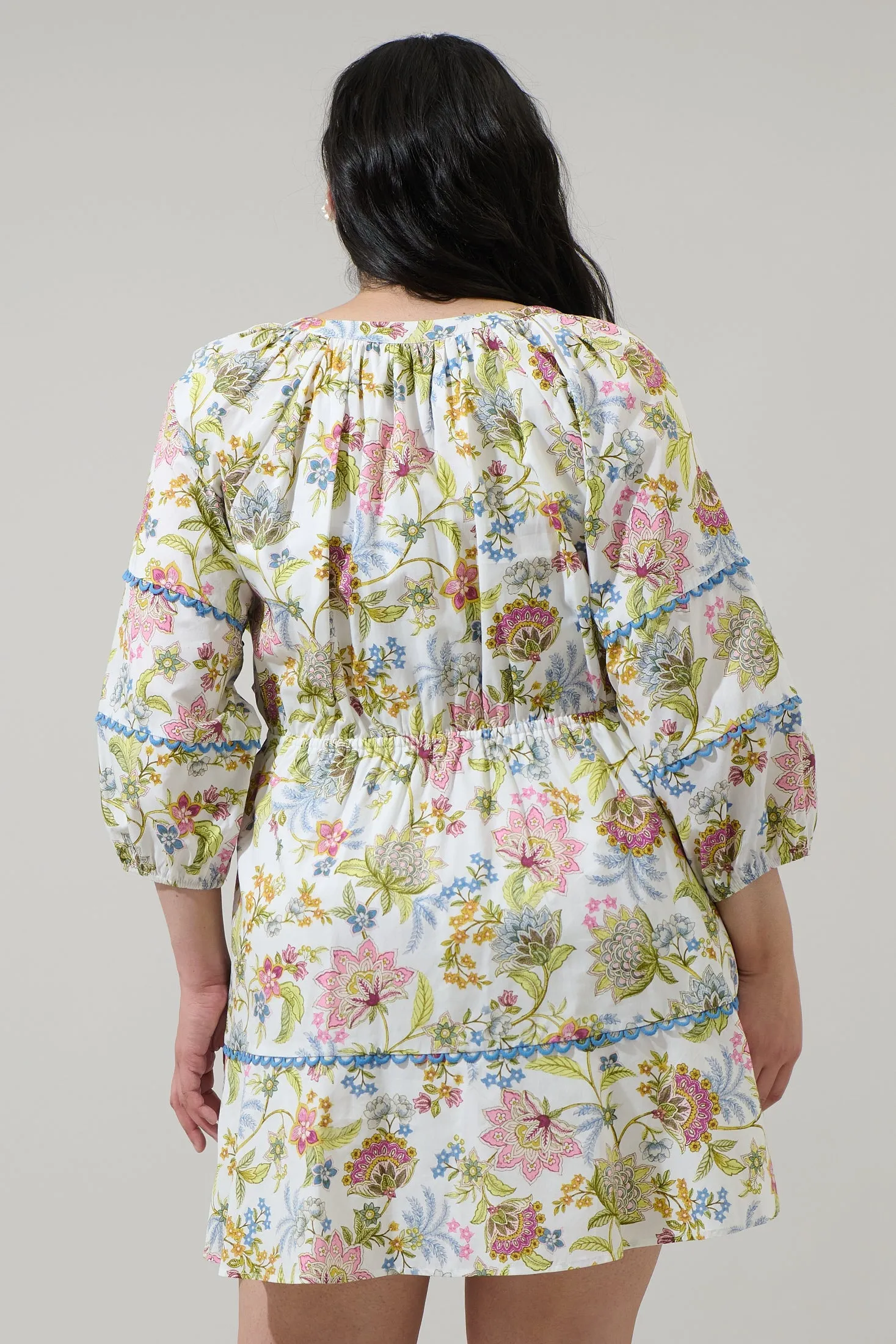 Pany Floral Dabria Split Neck Mini Dress Curve sold by Sugarlips product image thumbnail 2