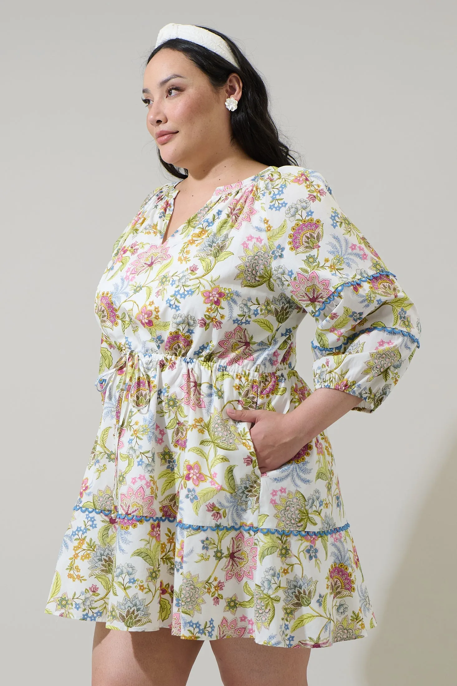 Pany Floral Dabria Split Neck Mini Dress Curve sold by Sugarlips product image thumbnail 3