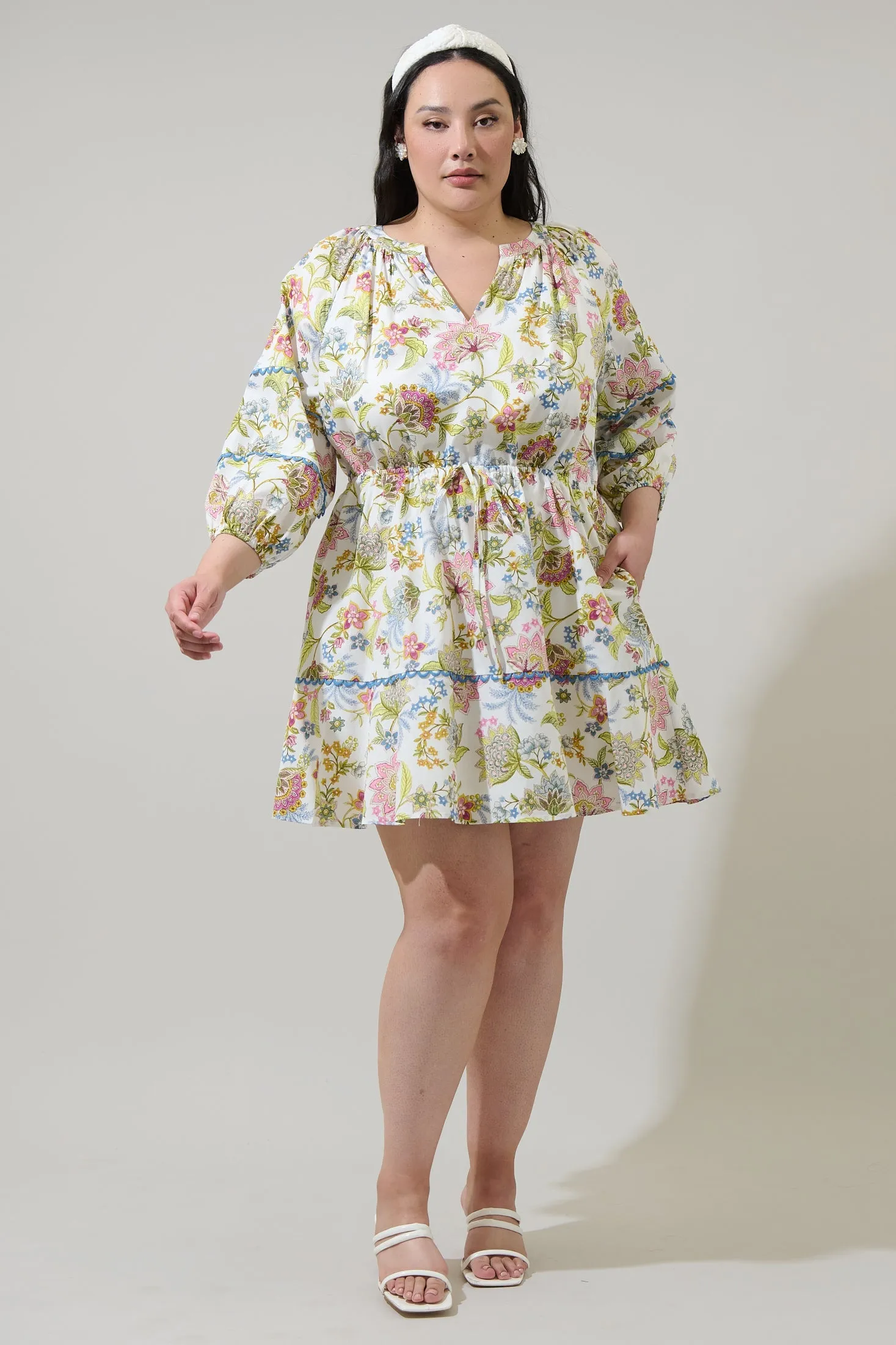 Pany Floral Dabria Split Neck Mini Dress Curve sold by Sugarlips product image thumbnail 4