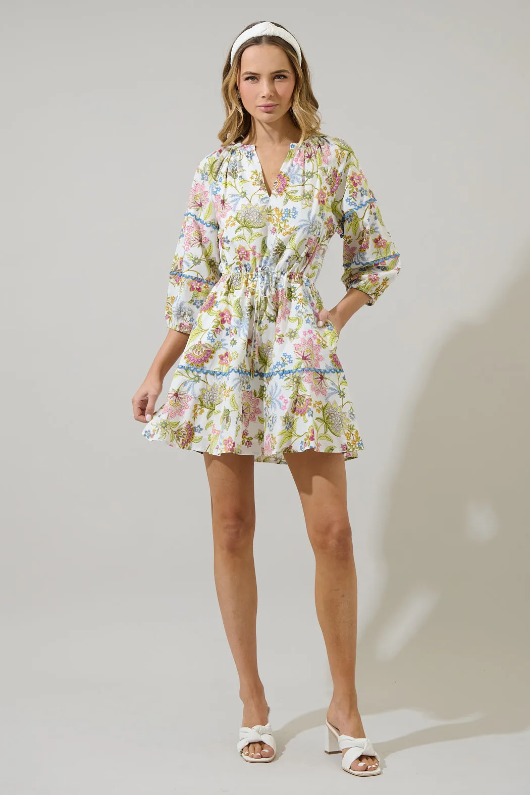 Pany Floral Dabria Split Neck Mini Dress sold by Sugarlips product image thumbnail 4