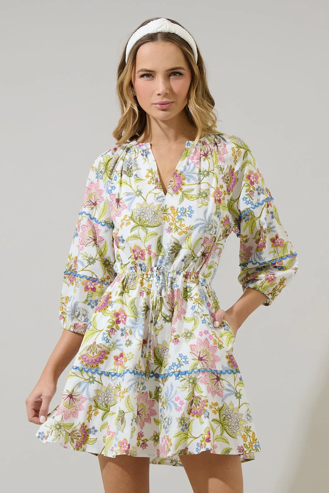 Pany Floral Dabria Split Neck Mini Dress sold by Sugarlips