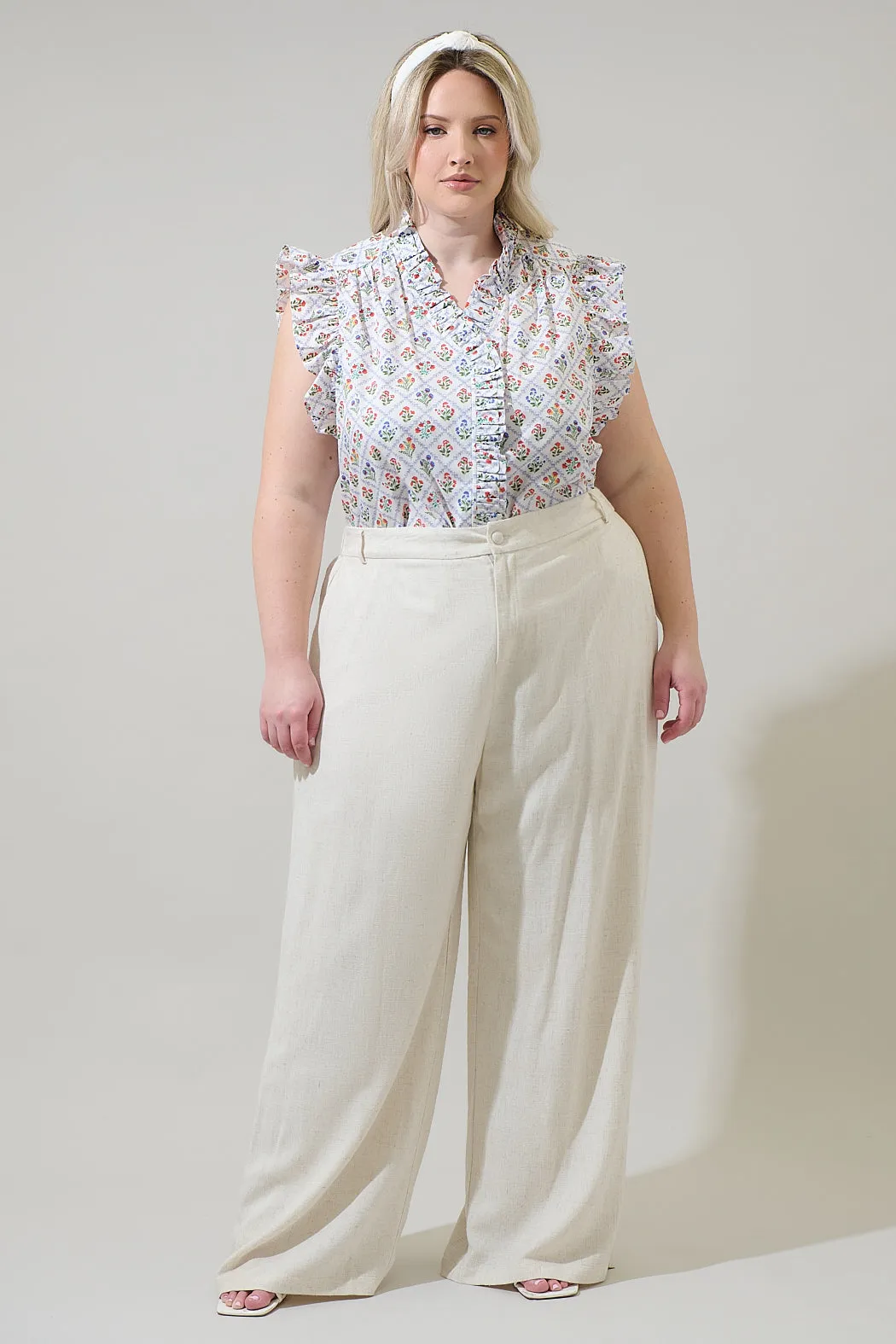 Lara Floral Eviel Ruffle Blouse Curve sold by Sugarlips product image thumbnail 4