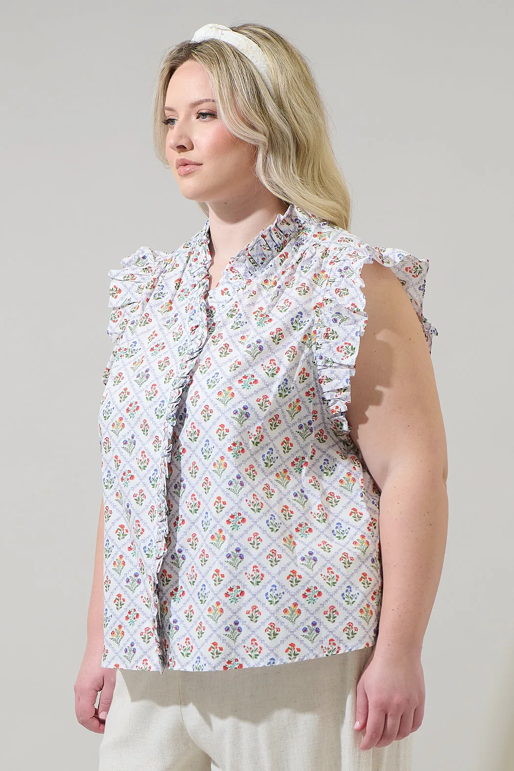 Lara Floral Eviel Ruffle Blouse Curve sold by Sugarlips product image thumbnail 3