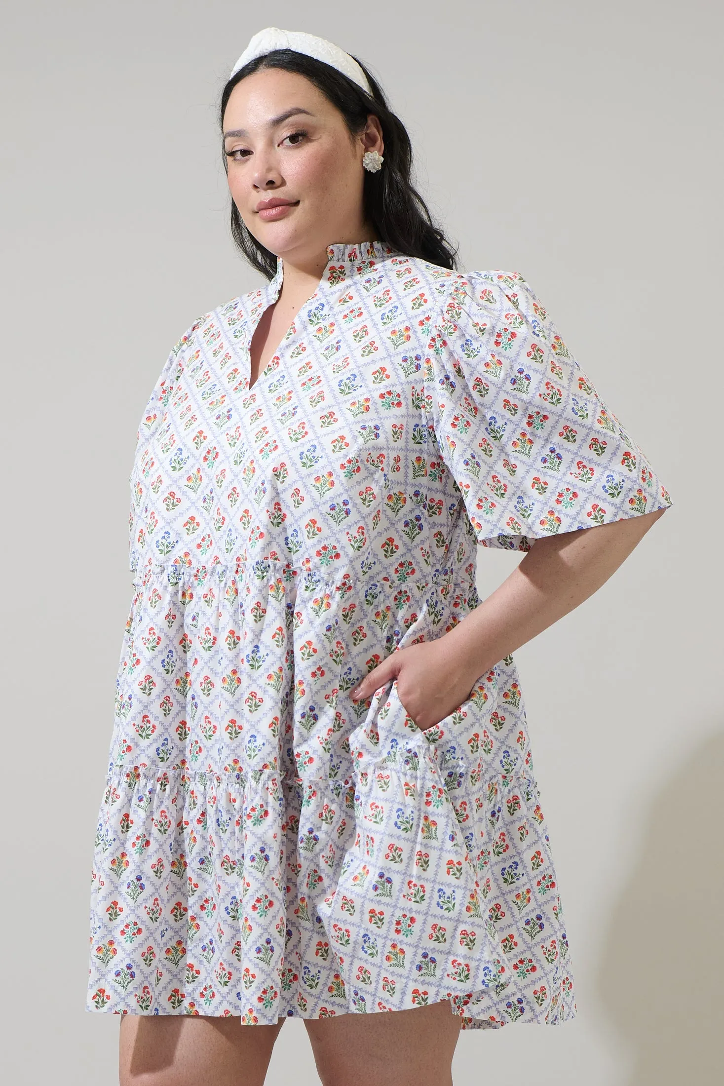 Lara Floral Dixie Split Neck Shift Dress Curve sold by Sugarlips product image thumbnail 3