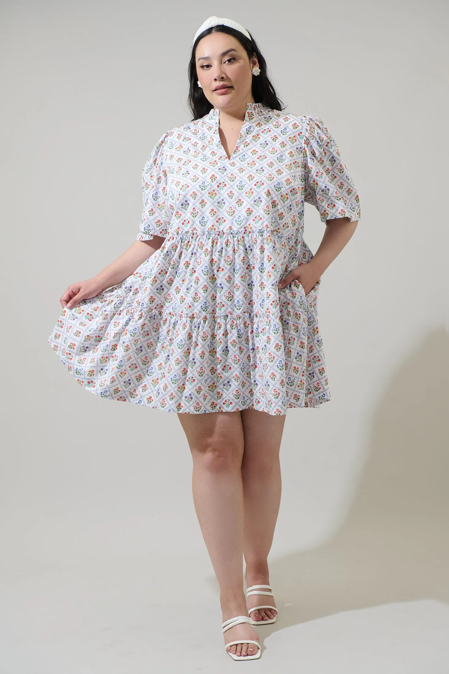 Lara Floral Dixie Split Neck Shift Dress Curve sold by Sugarlips product image thumbnail 4