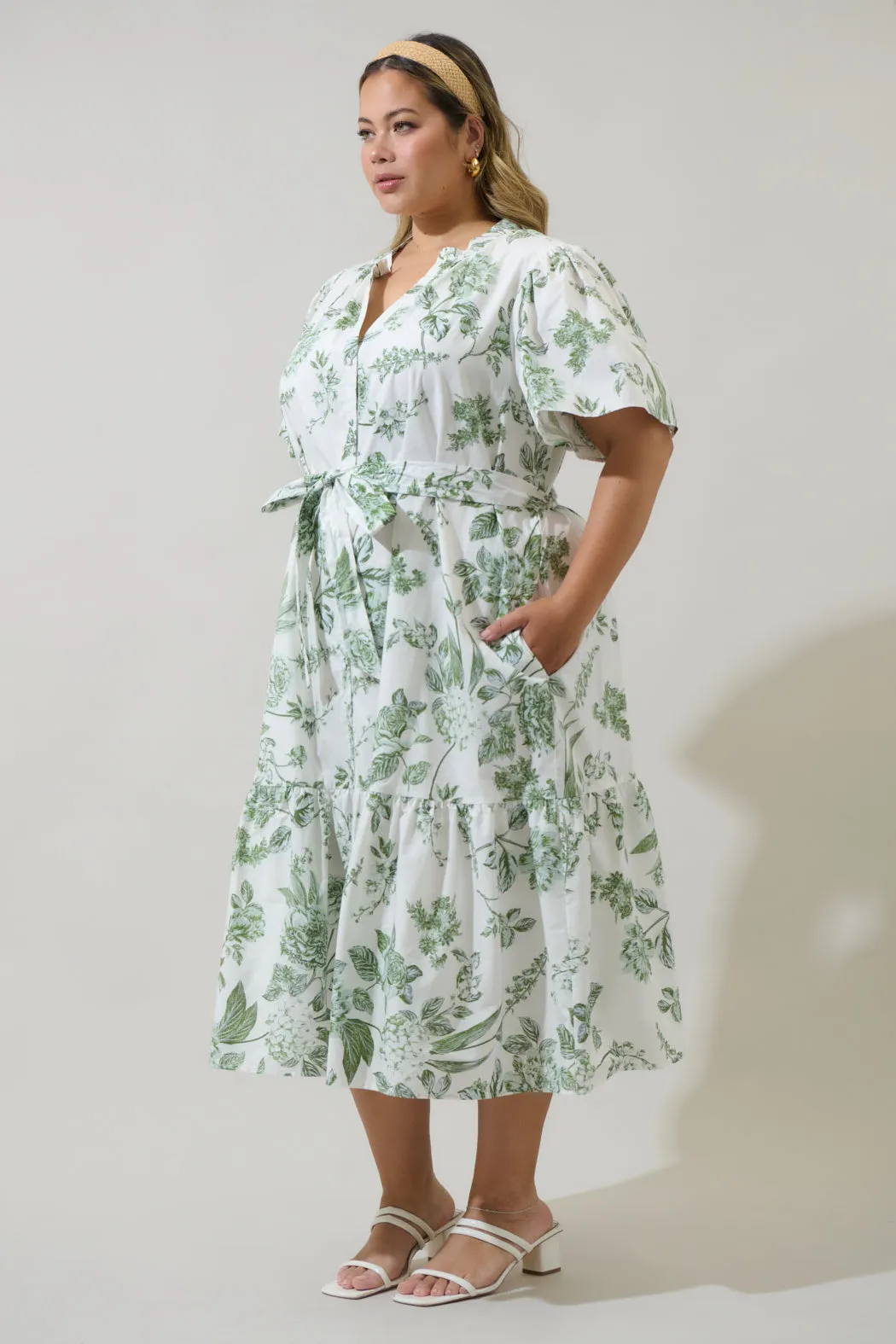 Bria Floral Cora Button Up Midi Dress Curve sold by Sugarlips product image thumbnail 3