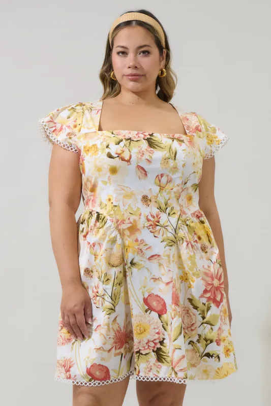 Zury Floral Katey Smocked Mini Dress Curve sold by Sugarlips