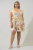 Zury Floral Katey Smocked Mini Dress Curve sold by Sugarlips