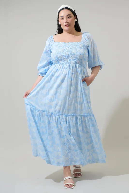 Aubry Butterfly Essy Smocked Maxi Dress Curve sold by Sugarlips
