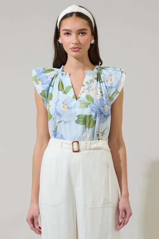 Sloane Floral Elsy Ruffle Top sold by Sugarlips